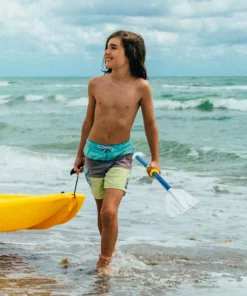 Pelican Sport Kayaks, SUP, Boats And Sleds Combo - 2 Solo Kids Kayaks With Paddles - Yellow/Blue