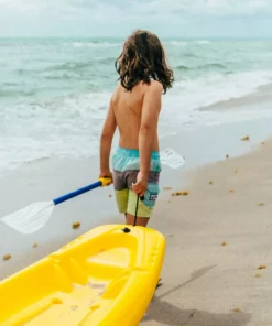 Pelican Sport Kayaks, SUP, Boats And Sleds Combo - 2 Solo Kids Kayaks With Paddles - Yellow/Blue