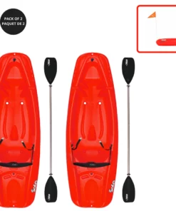 Pelican Sport Combo - 2 Solo Kids Kayaks With Paddles And Backrest - Red Kayaks, SUP, Boats And Sleds